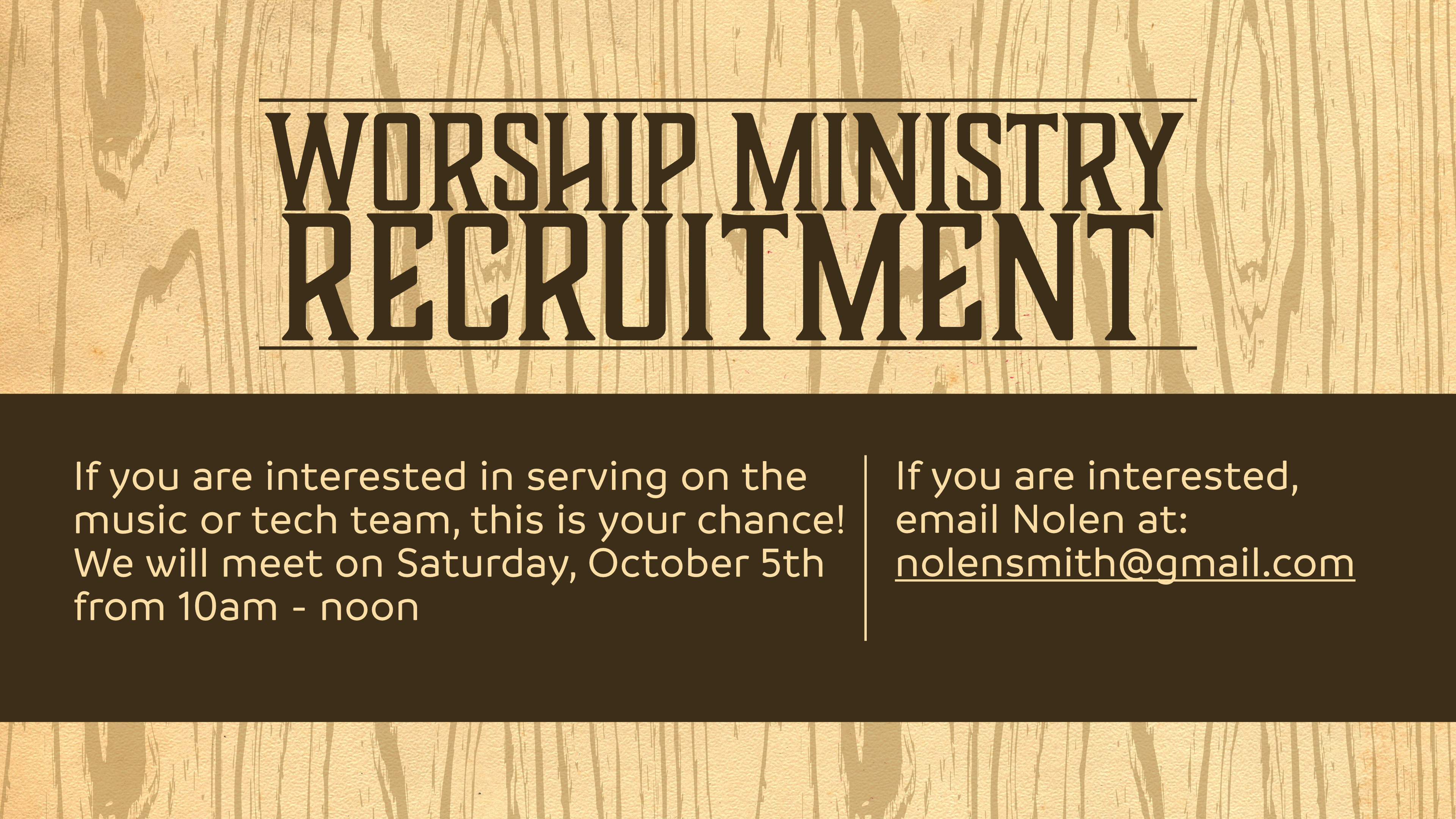 Worship Ministry Recruitment